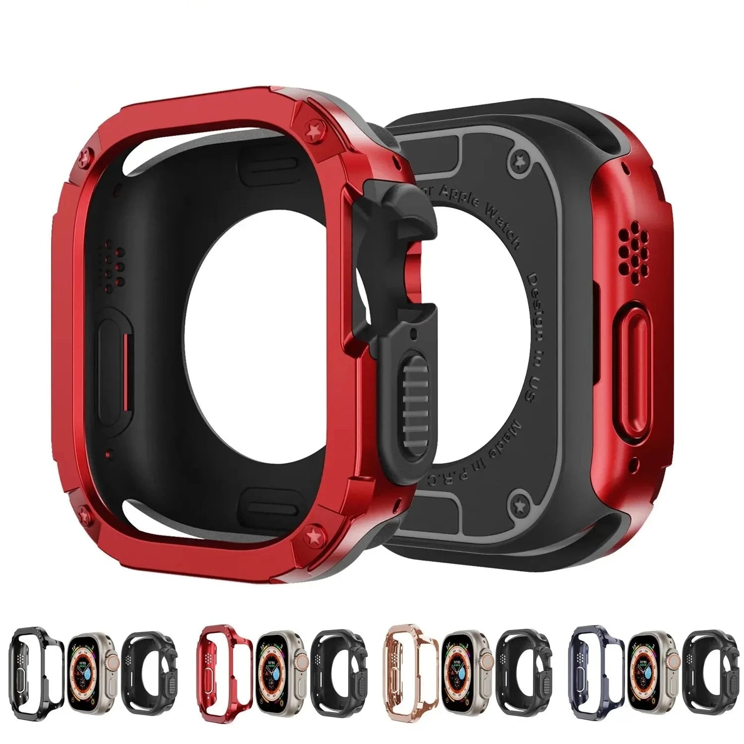 2 in 1 Case for Apple Watch Series 8/7/SE/6/5/4 Ultra 41mm 45mm 40mm 44mm 49mm TPU + PC Shockproof Protector Bumper for iwatch Pinnacle Luxuries