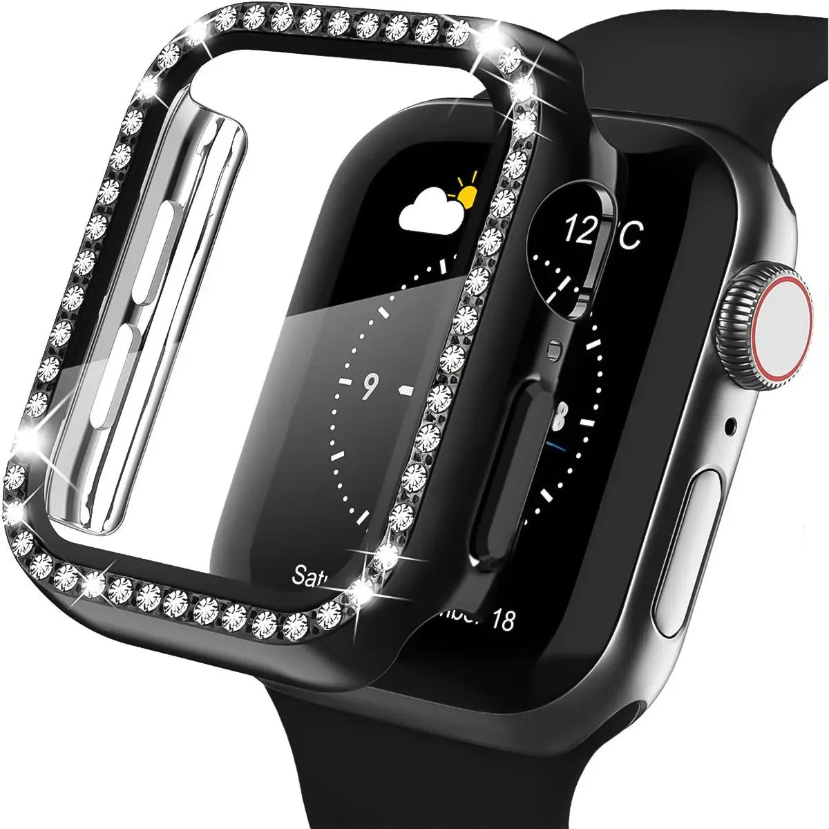 Glass+Diamond Cover For Apple Watch Case 46mm 42mm Bling Bumper Protector for iWatch series 10 46 42 mm WatchCase Pinnacle Luxuries