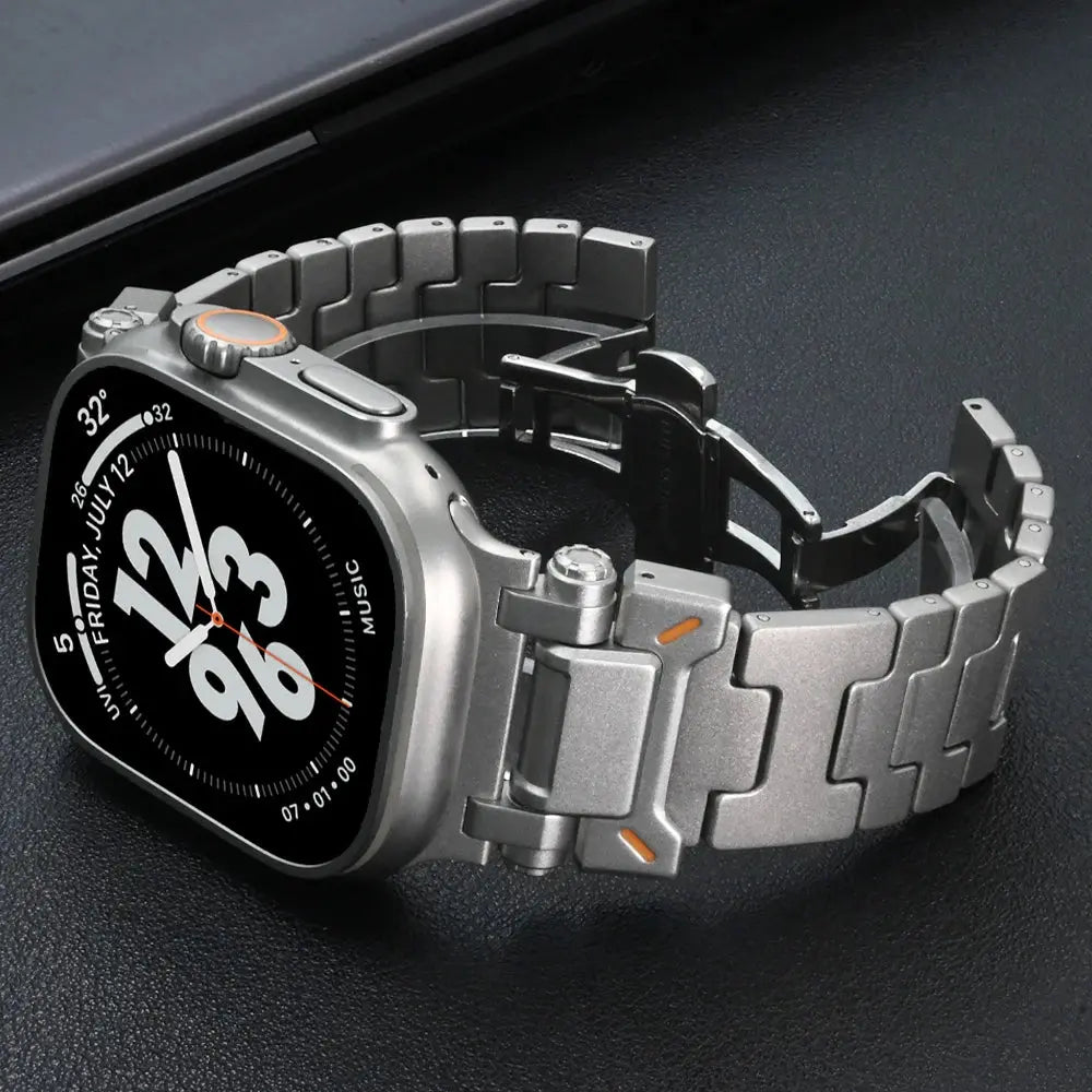 Grand H Titanium Bracelet for Apple Watch Ultra 2 49mm Series 10 46mm Luxury Band for iWatch Series 9 8 7 45mm 6 5 Se 44mm Strap Pinnacle Luxuries