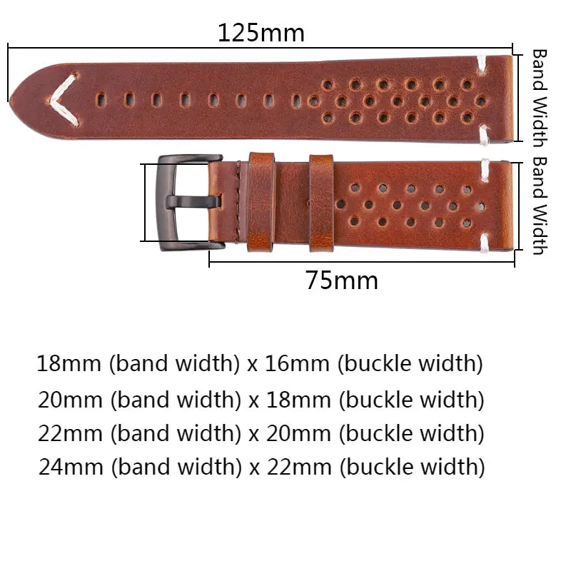 Pinnacle Collection Handmade Cowhide Watch Band 18mm 20mm 22mm 24mm Pinnacle Luxuries
