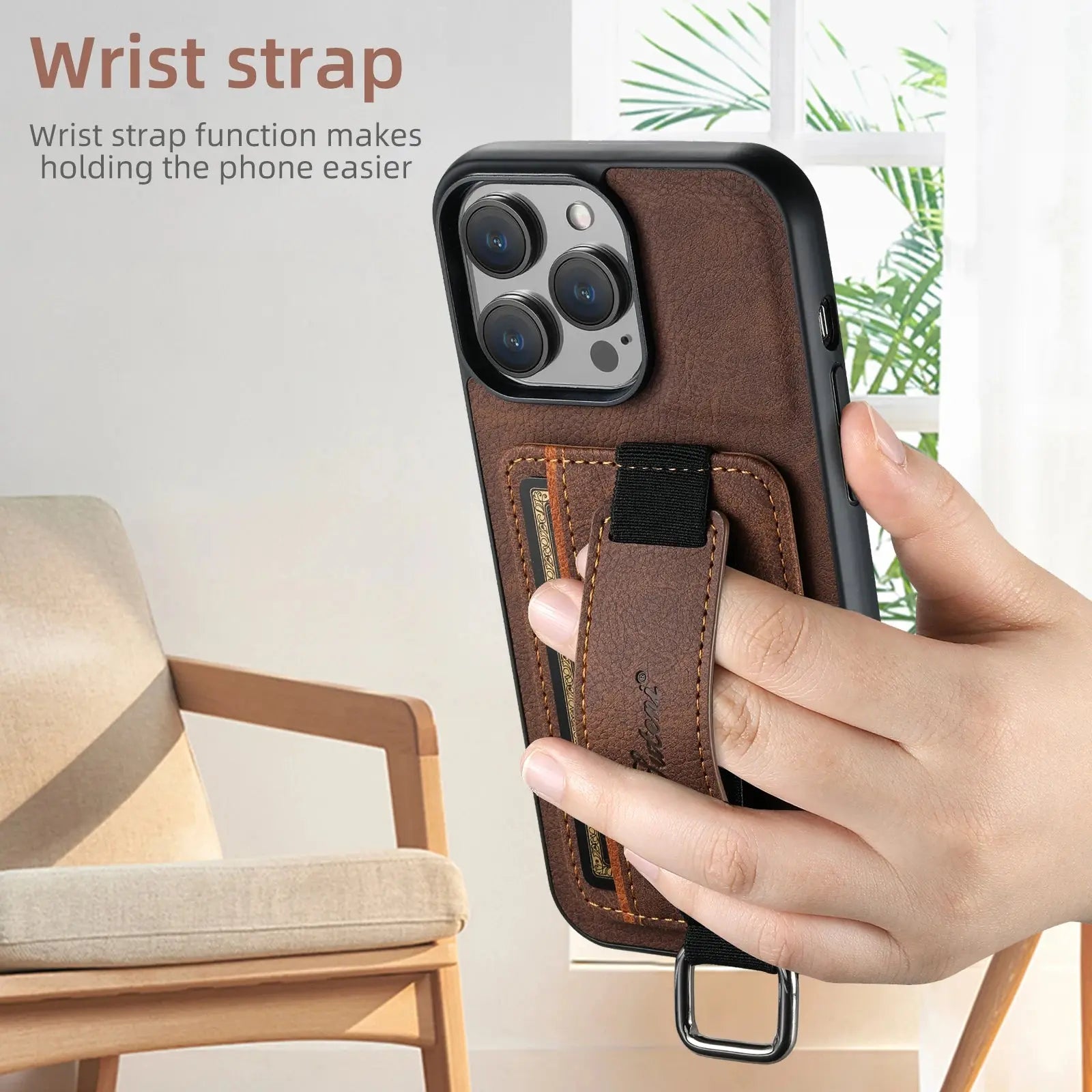 Luxury Leather Card Holder Phone Case For iPhone 13 12 14 15 Pro Max 15Plus 11 Xs Xr X Wrist Ring Shell Wallet Shockproof Cover Pinnacle Luxuries