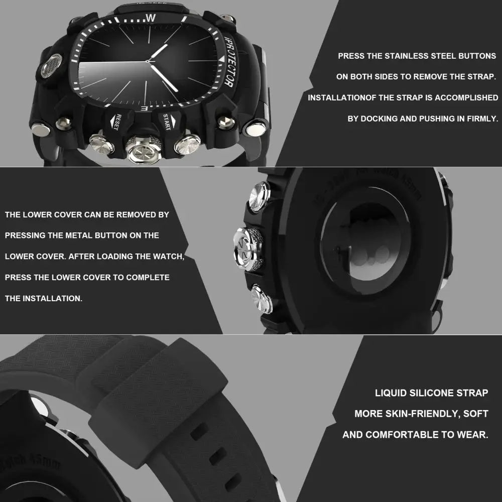 Luxury Steel Modification Kit For Apple Watch 9 8 7 6 SE Metal Button Rubber Strap For iWatch Series 45MM 44MM TPU PC Case Bezel Pinnacle Luxuries