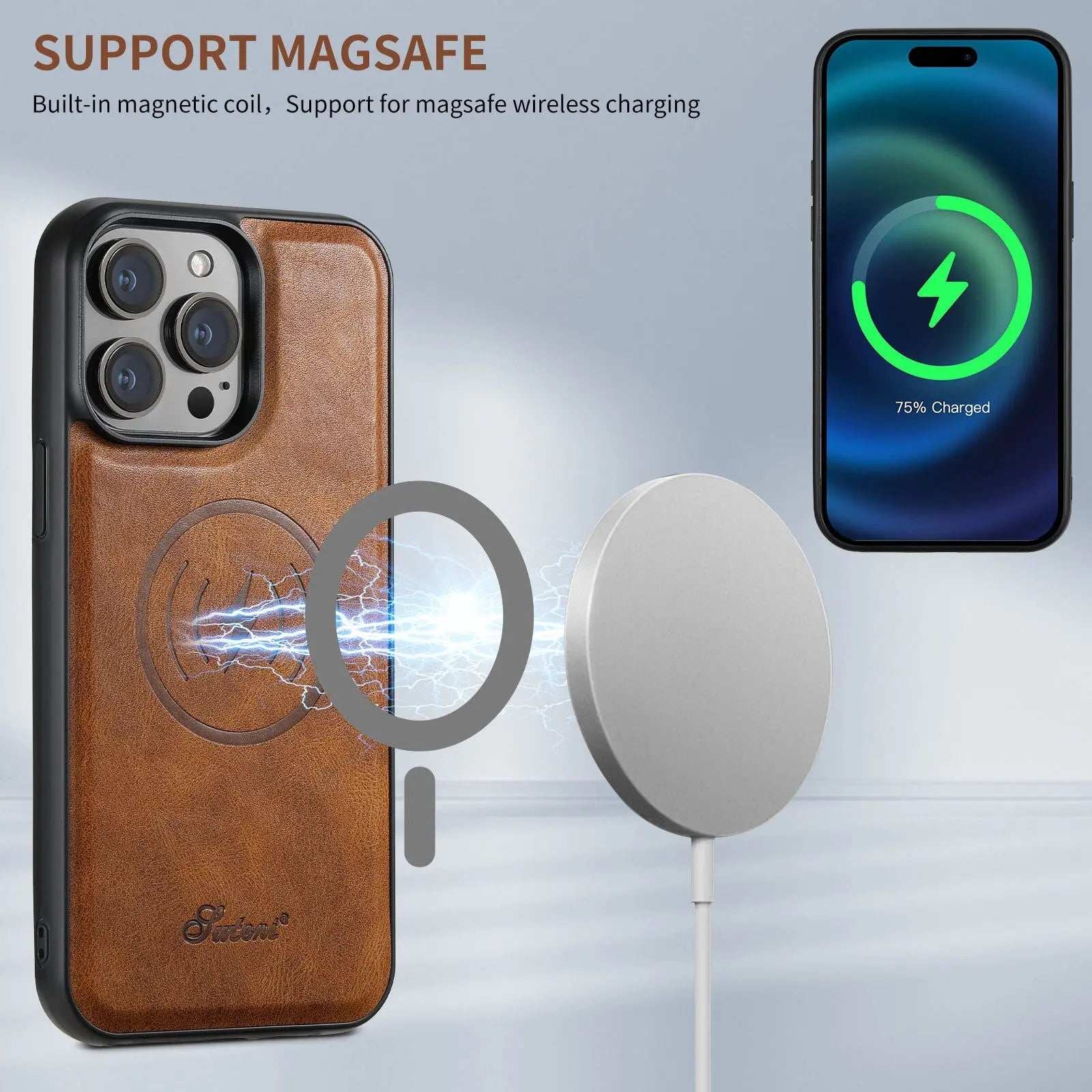 PU Leather Case for iPhone 15 Pro Max Plus iPhone 15 Pro 2 in1 Function Detachable Magnetic Card bag Stand Feature Cover Pinnacle Luxuries