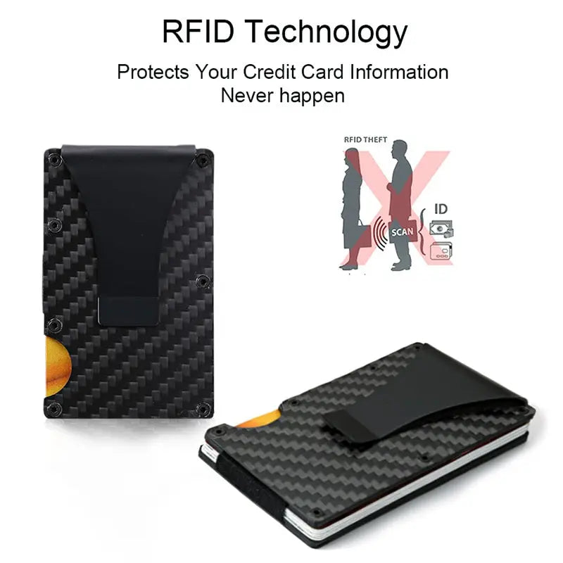 DIENQI Carbon Fiber Card Holder Mini Aluminum Metal RFID Magic Men's Wallet Pinnacle Luxuries