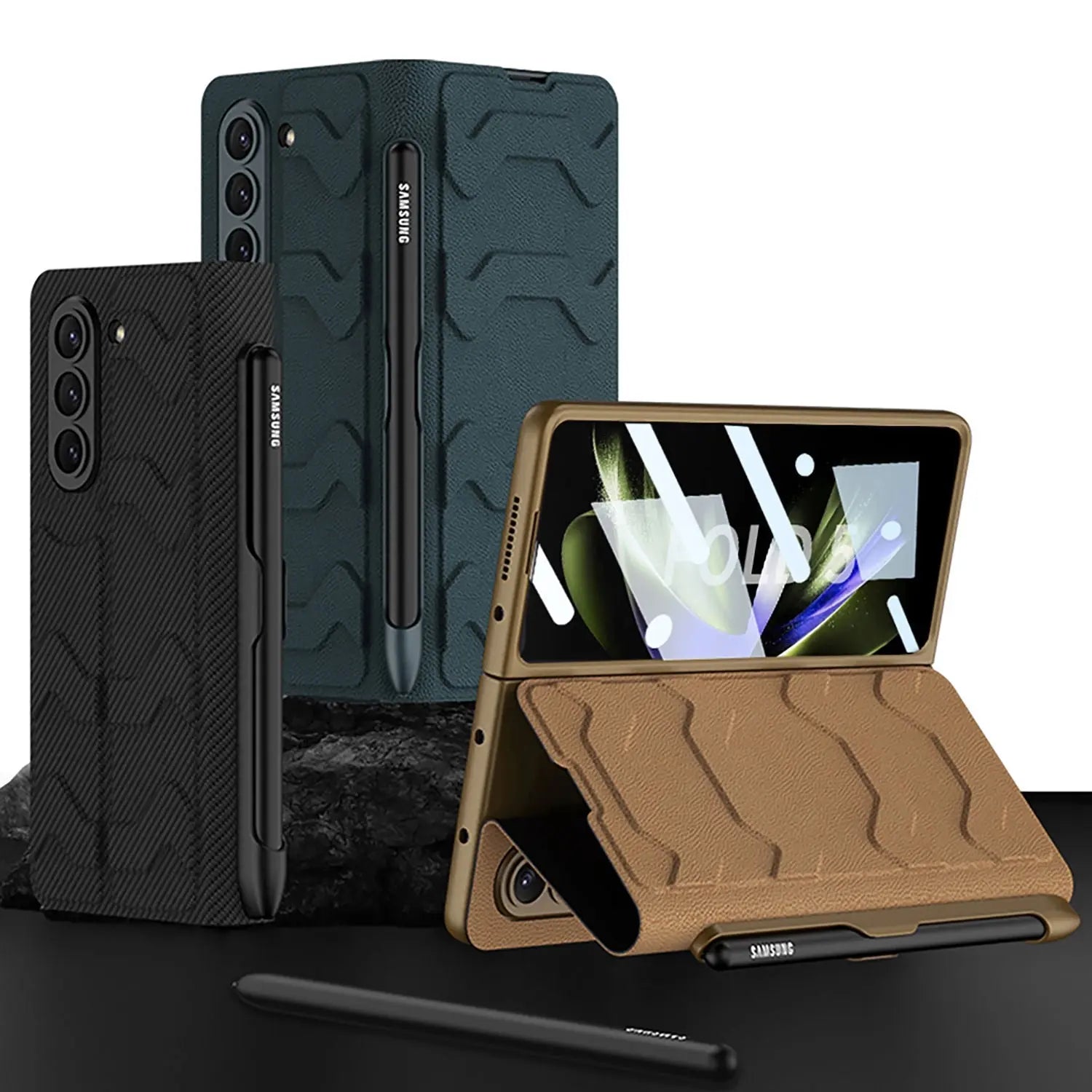 Rugged Custom Leather Case For Samsung Galaxy Z fold 5 Pinnacle Luxuries